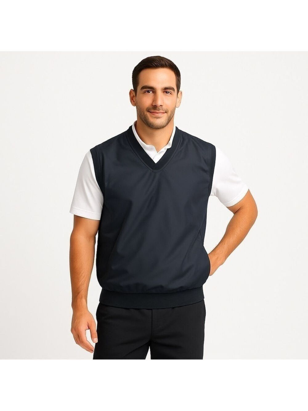 ACUITY Men’s Black Windbreaker Golf Vest, Size L